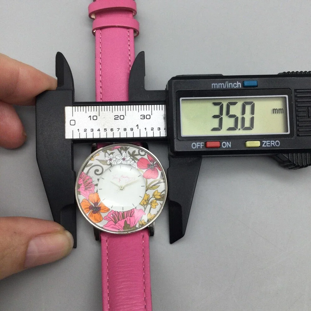 Vera Bradley Womens Watch 35mm White Dial Floral Leather Strap New Battery